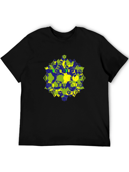Geometric Triangle Pattern Black T-Shirt