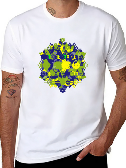 Geometric Triangle Pattern Black T-Shirt