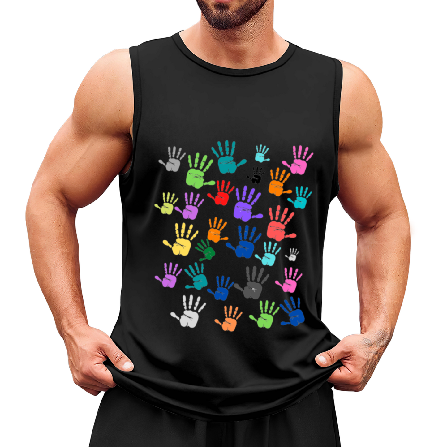 Multicolor Handprint Unity Diversity Casual Tank