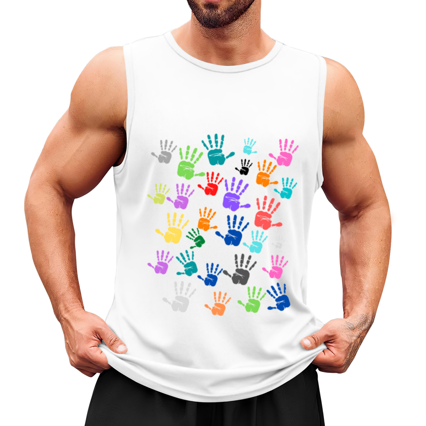 Multicolor Handprint Unity Diversity Casual Tank