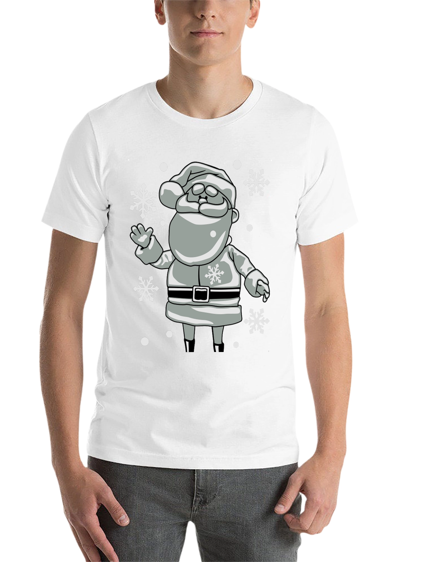 Festive Santa Snowflake Black T-Shirt