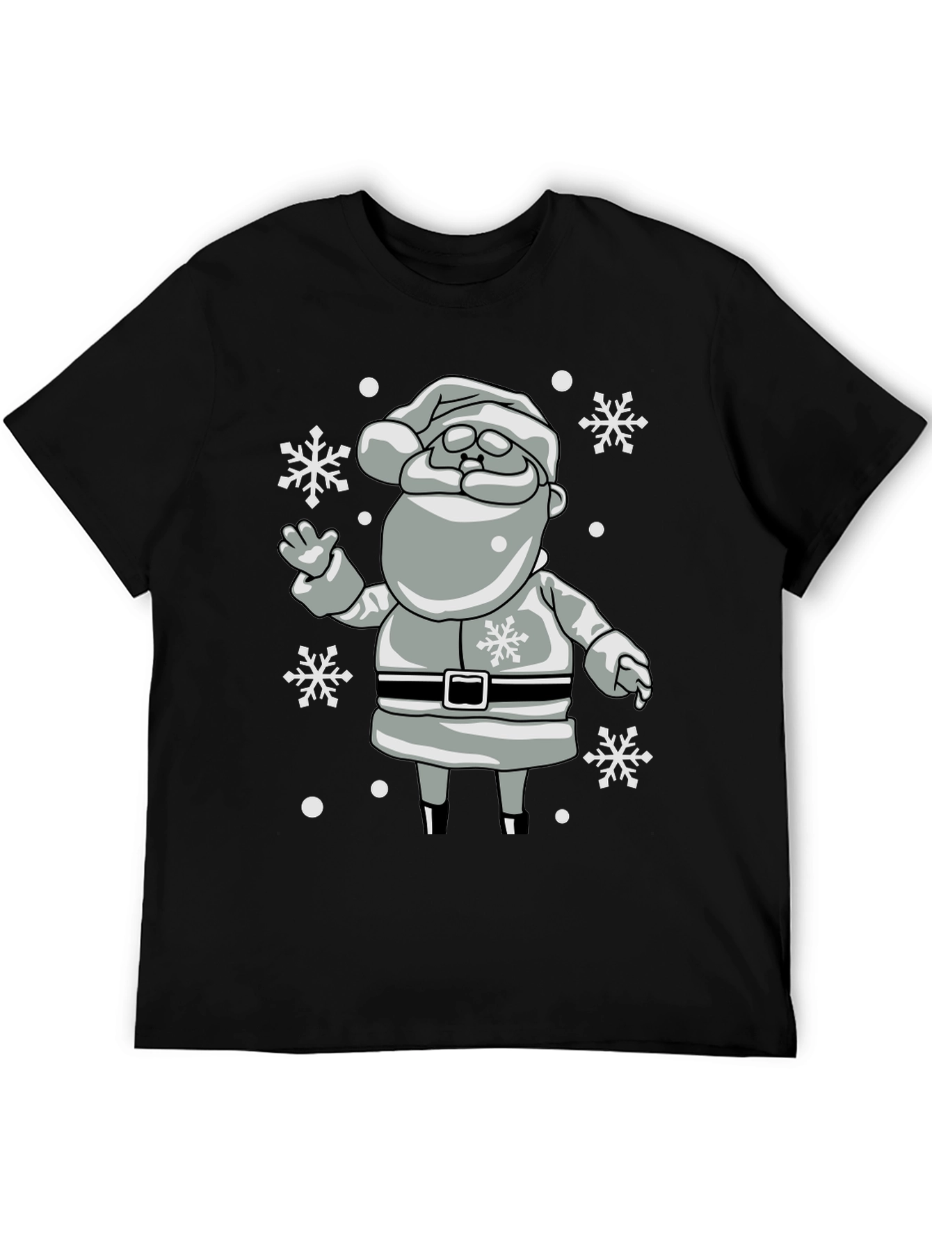Festive Santa Snowflake Black T-Shirt