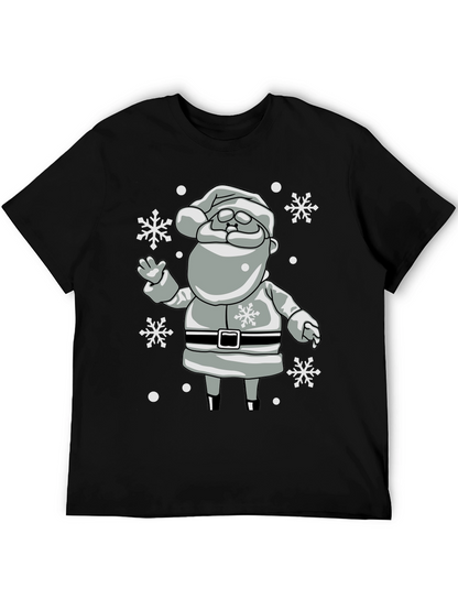 Festive Santa Snowflake Black T-Shirt