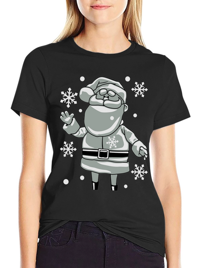Festive Santa Snowflake Black T-Shirt