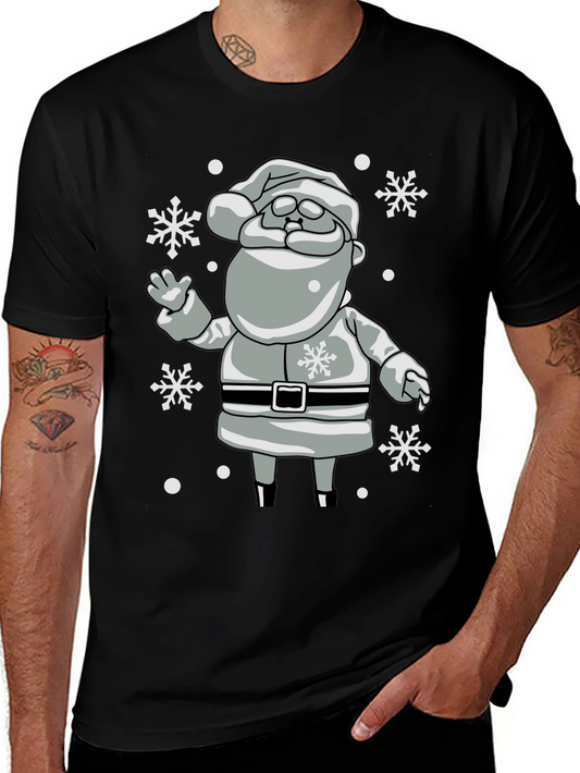 Festive Santa Snowflake Black T-Shirt