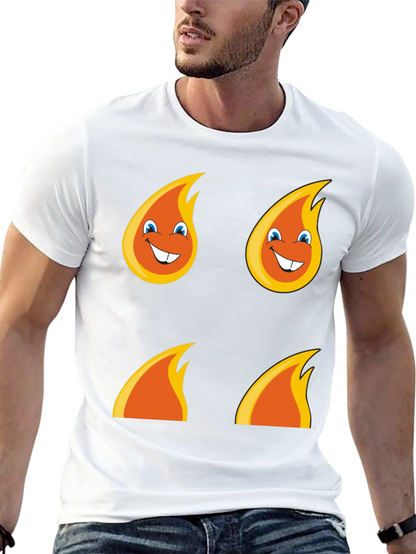 Funny Flame Graphic T-Shirt - Black Cotton Tee