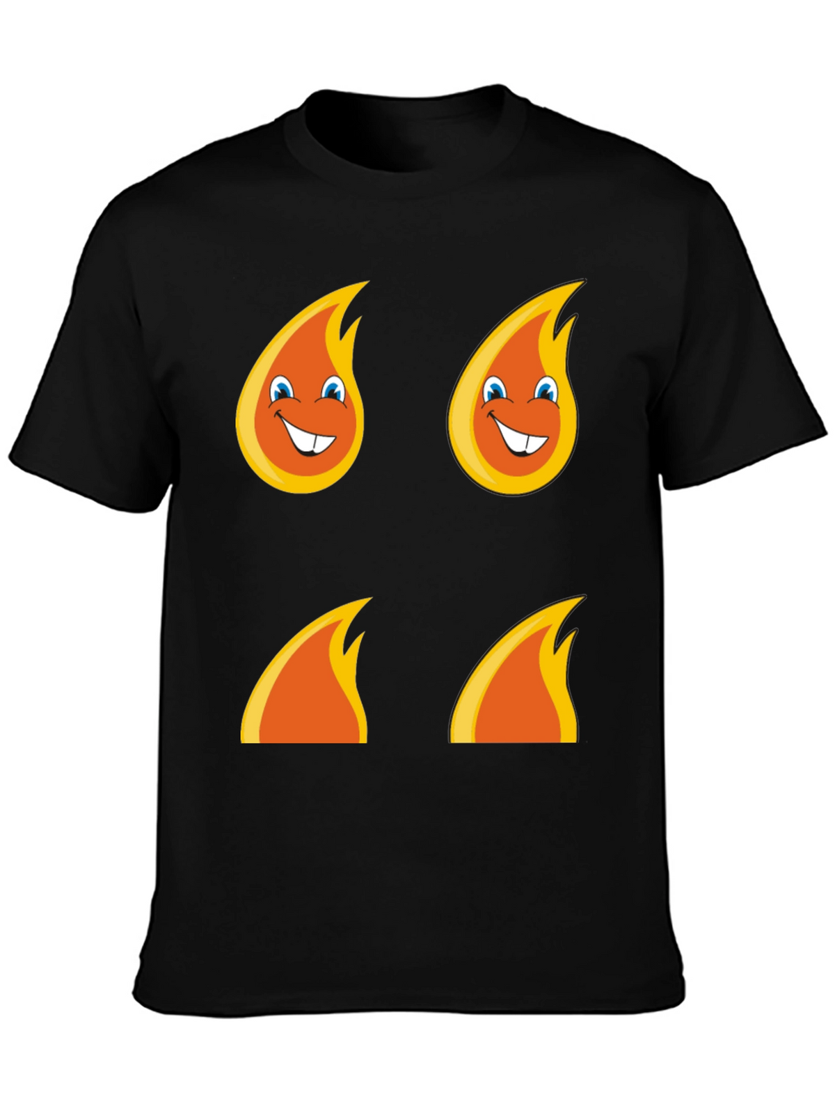 Funny Flame Graphic T-Shirt - Black Cotton Tee