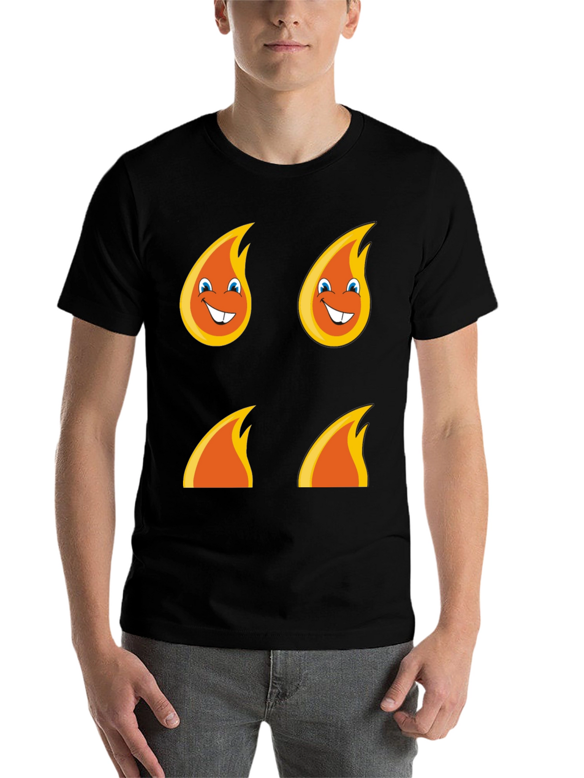 Funny Flame Graphic T-Shirt - Black Cotton Tee