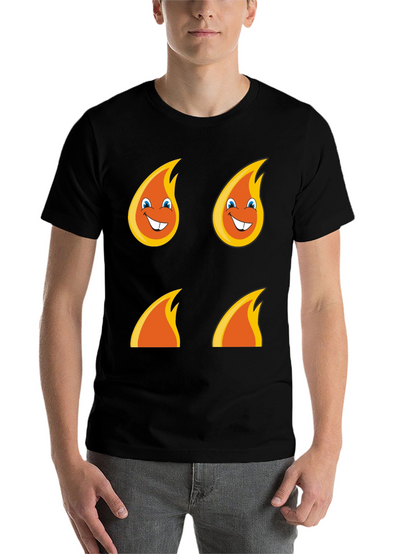 Funny Flame Graphic T-Shirt - Black Cotton Tee