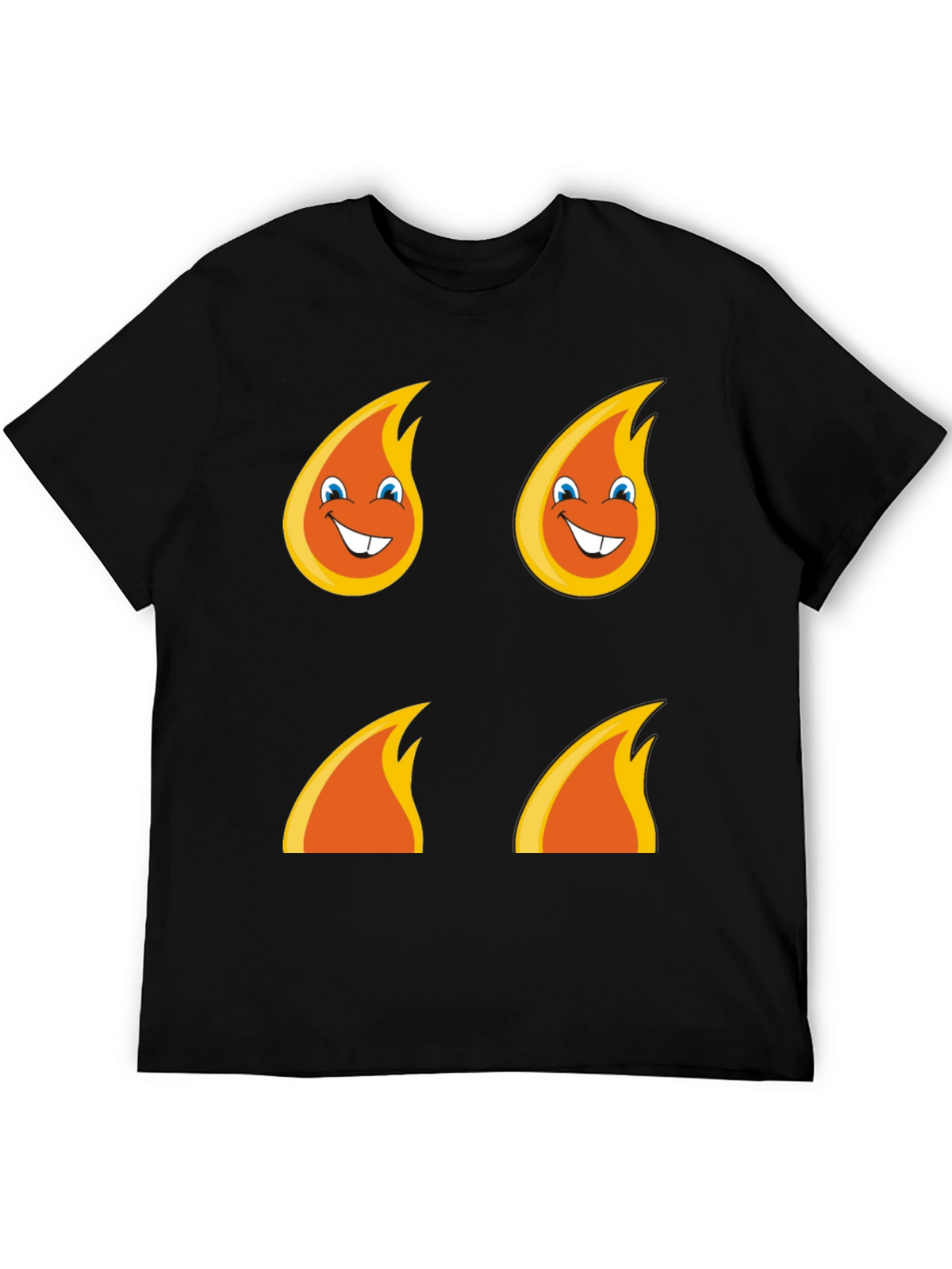 Funny Flame Graphic T-Shirt - Black Cotton Tee