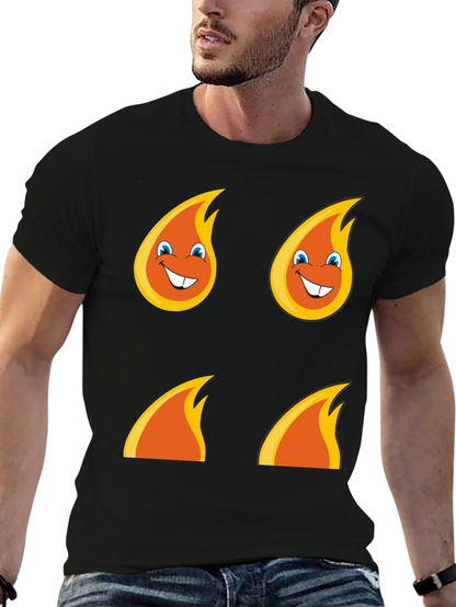 Funny Flame Graphic T-Shirt - Black Cotton Tee