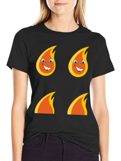 Funny Flame Graphic T-Shirt - Black Cotton Tee