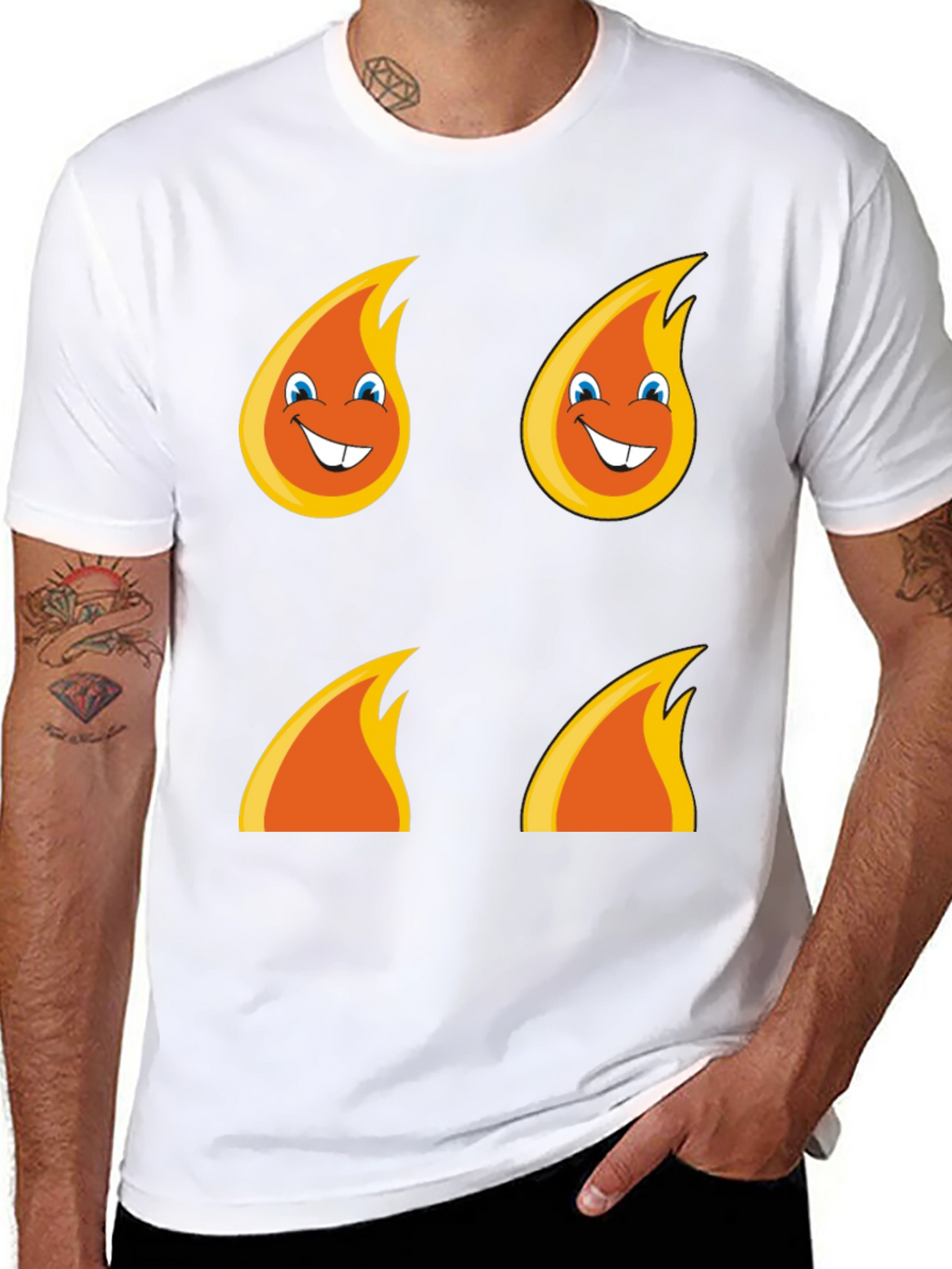 Funny Flame Graphic T-Shirt - Black Cotton Tee