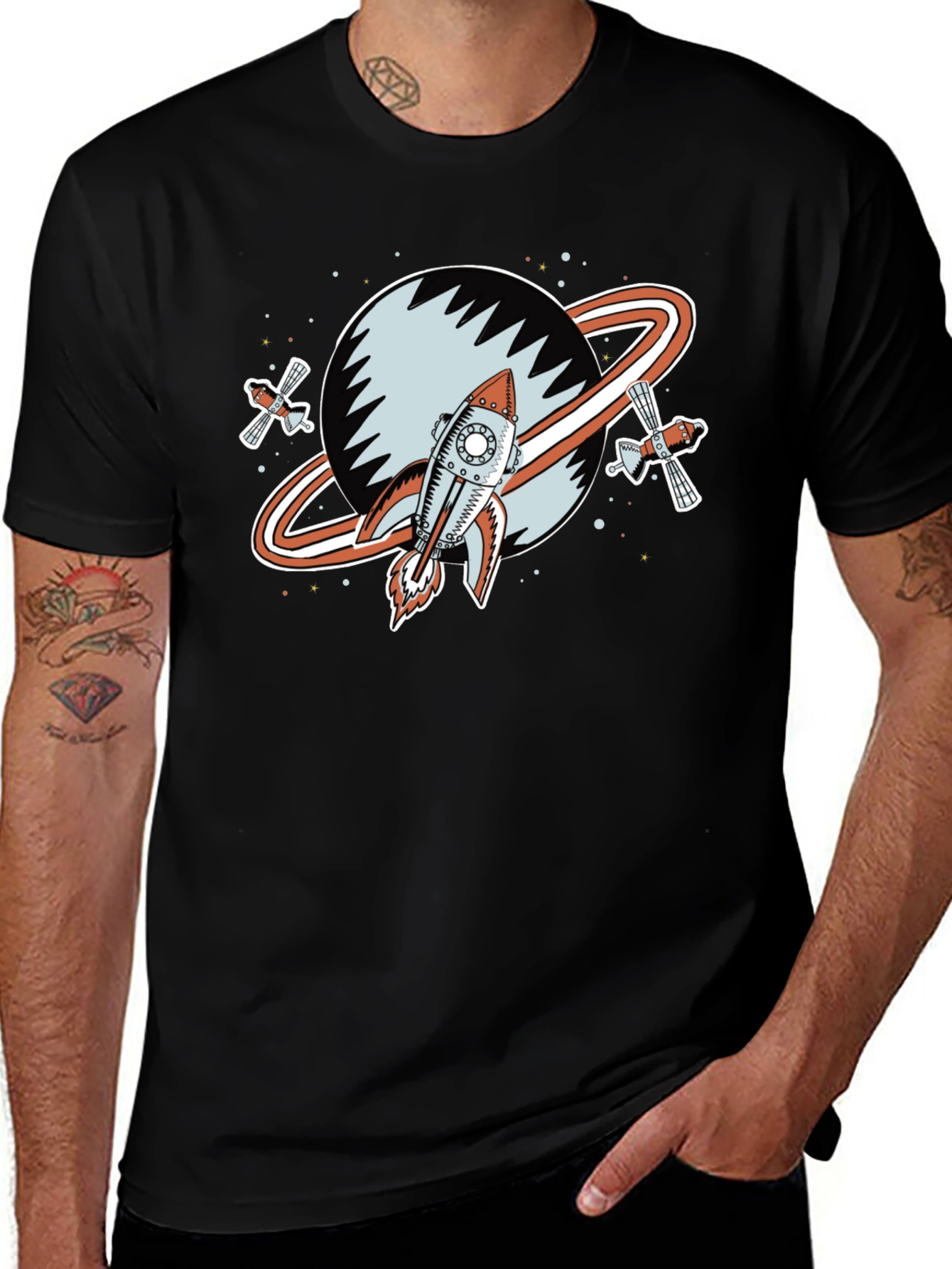 Retro Space Rocket Graphic Tee