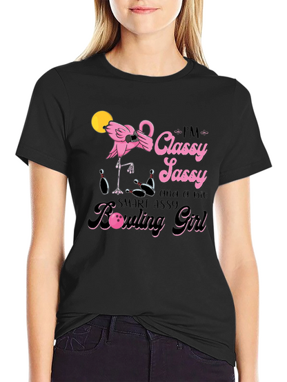 Classy Sassy Bowling Girl Graphic T-Shirt