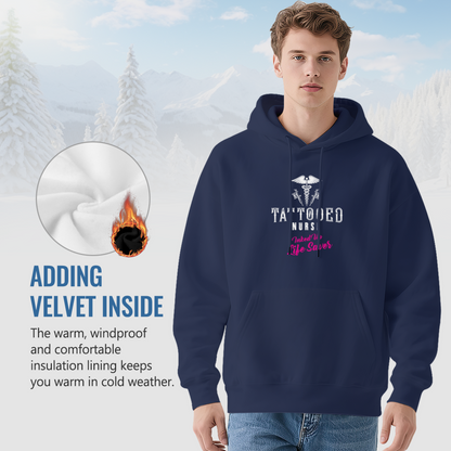 Tattooed Nurse Medical Caduceus Navy Hoodie
