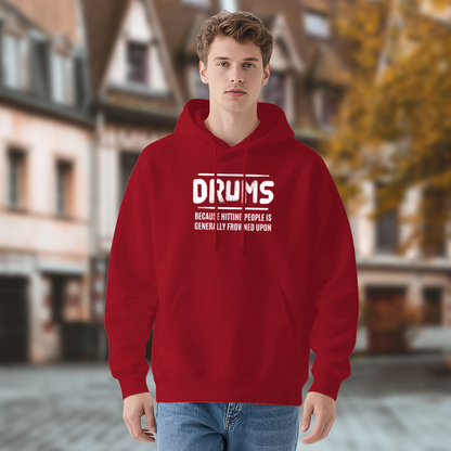 Funny Drummer Quote Graphic Hoodie, Comfort Casual Pullover