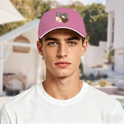 Leopard Cow Print Multi Hearts Multi-Color Sandwich Baseball Hat
