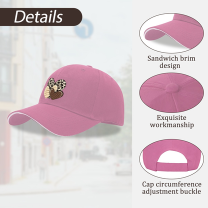 Leopard Cow Print Multi Hearts Multi-Color Sandwich Baseball Hat
