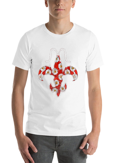 Floral Fleur-de-lis Lobster Graphic T-Shirt