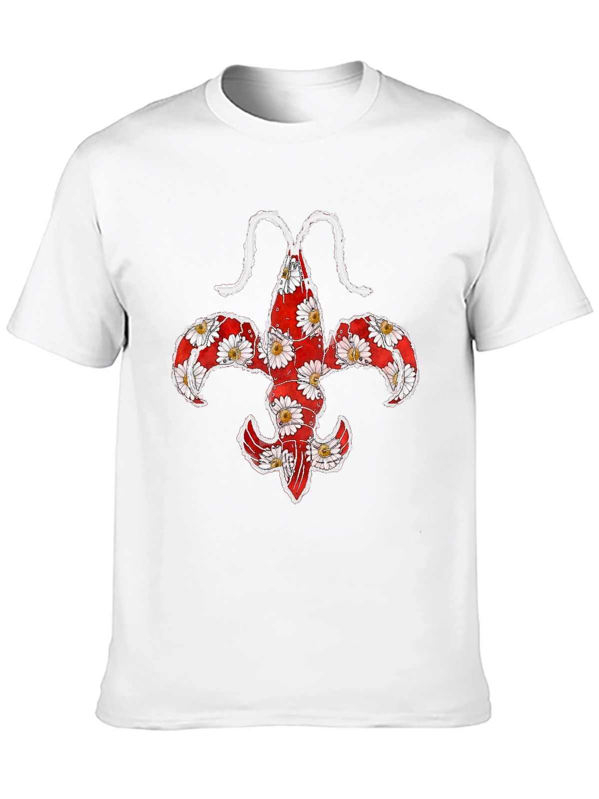 Floral Fleur-de-lis Lobster Graphic T-Shirt