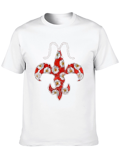 Floral Fleur-de-lis Lobster Graphic T-Shirt