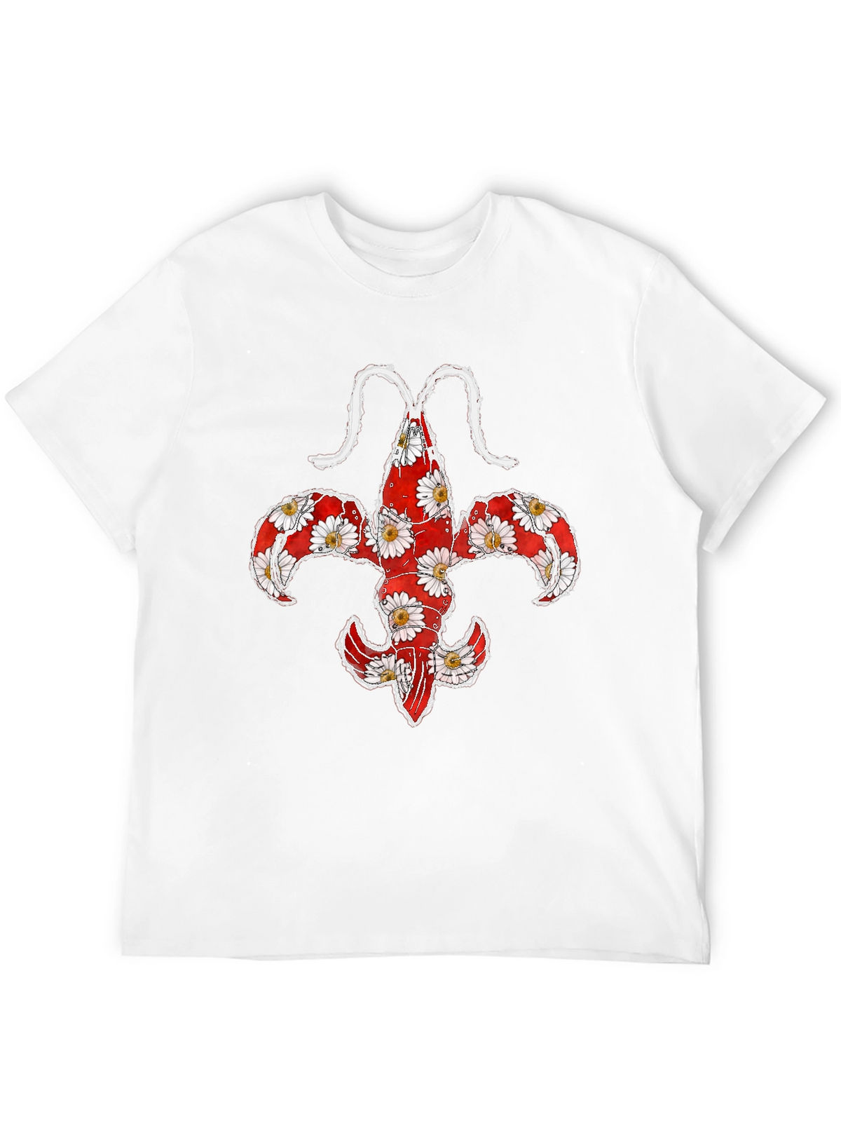 Floral Fleur-de-lis Lobster Graphic T-Shirt