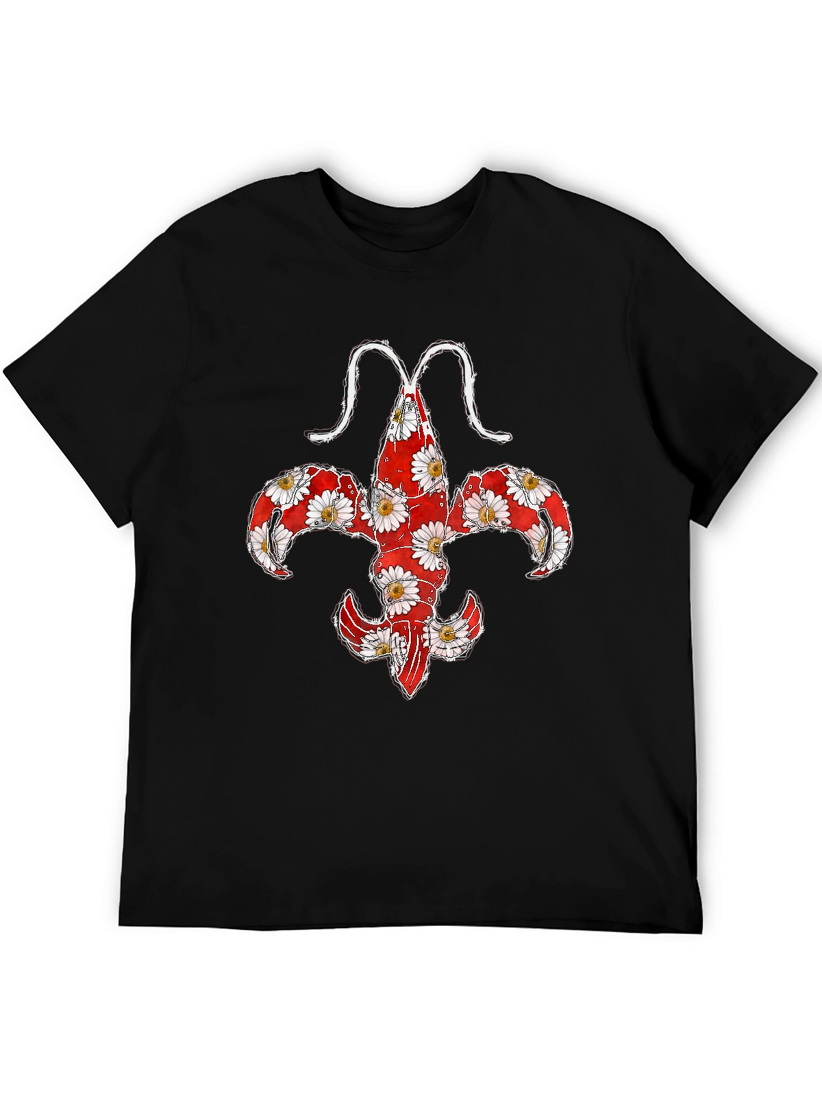 Floral Fleur-de-lis Lobster Graphic T-Shirt