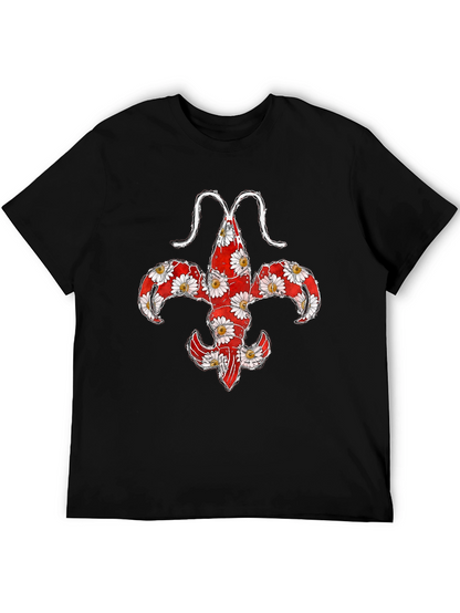 Floral Fleur-de-lis Lobster Graphic T-Shirt