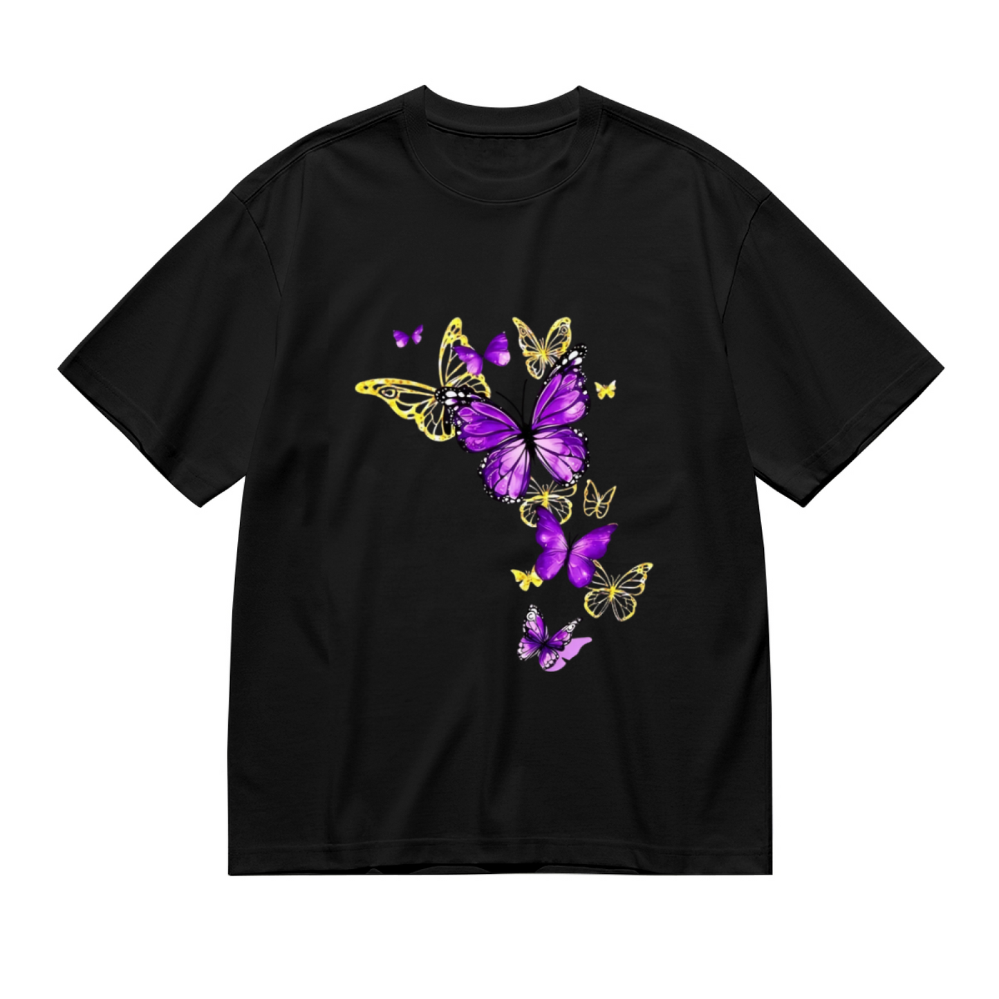 Dreamy Purple Gold Butterfly Gradient Art Plus Size Women Graphic Tee