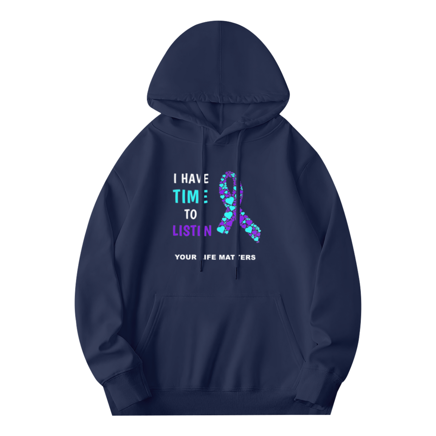 I Have Time To Listen Mental Health Awareness Ribbon Hoodie, Gentle Cozy Fit