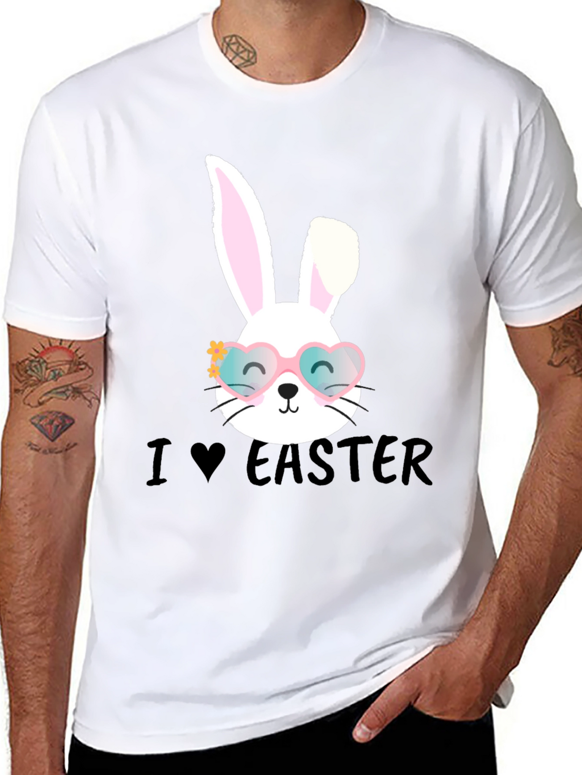 I Love Easter Bunny Heart Glasses T-Shirt