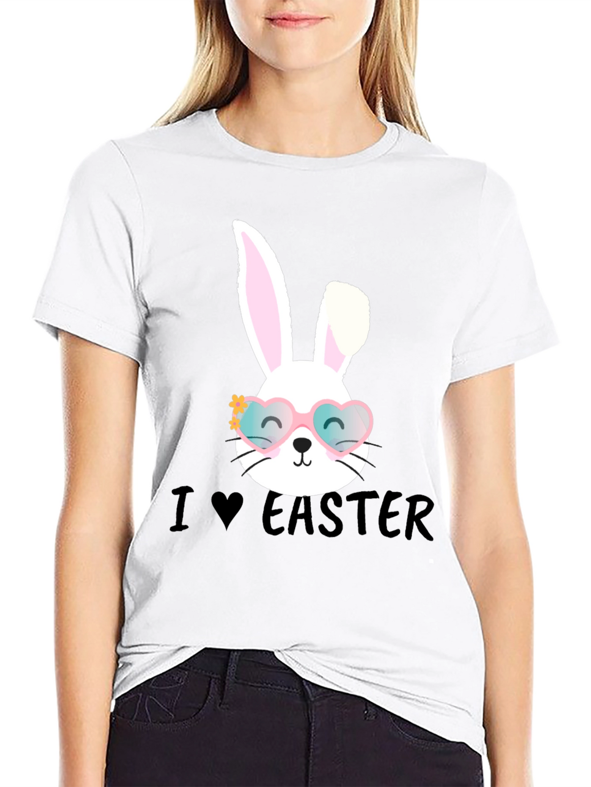 I Love Easter Bunny Heart Glasses T-Shirt