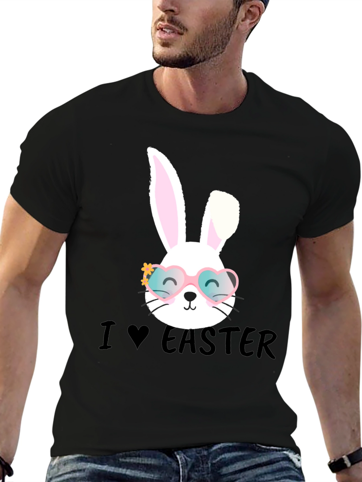 I Love Easter Bunny Heart Glasses T-Shirt