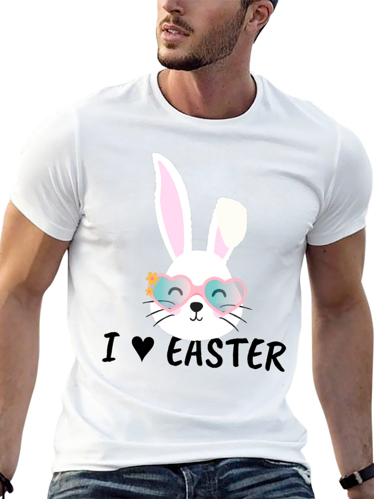 I Love Easter Bunny Heart Glasses T-Shirt