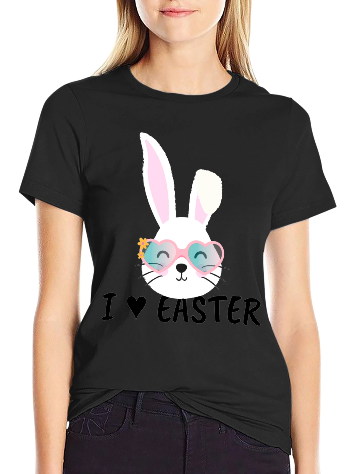 I Love Easter Bunny Heart Glasses T-Shirt