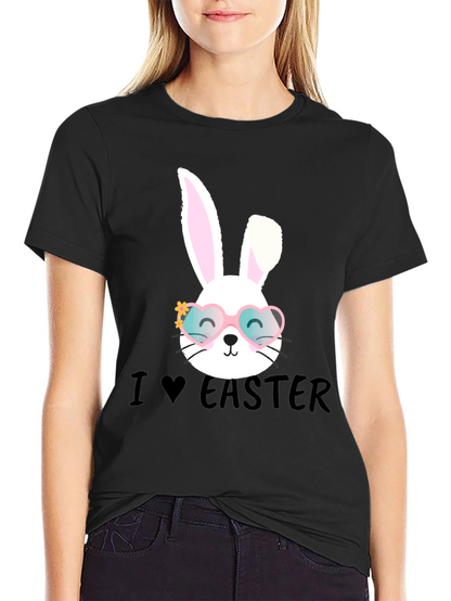 I Love Easter Bunny Heart Glasses T-Shirt