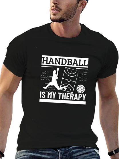 Handball Therapy T-Shirt - Black Cotton Graphic Tee