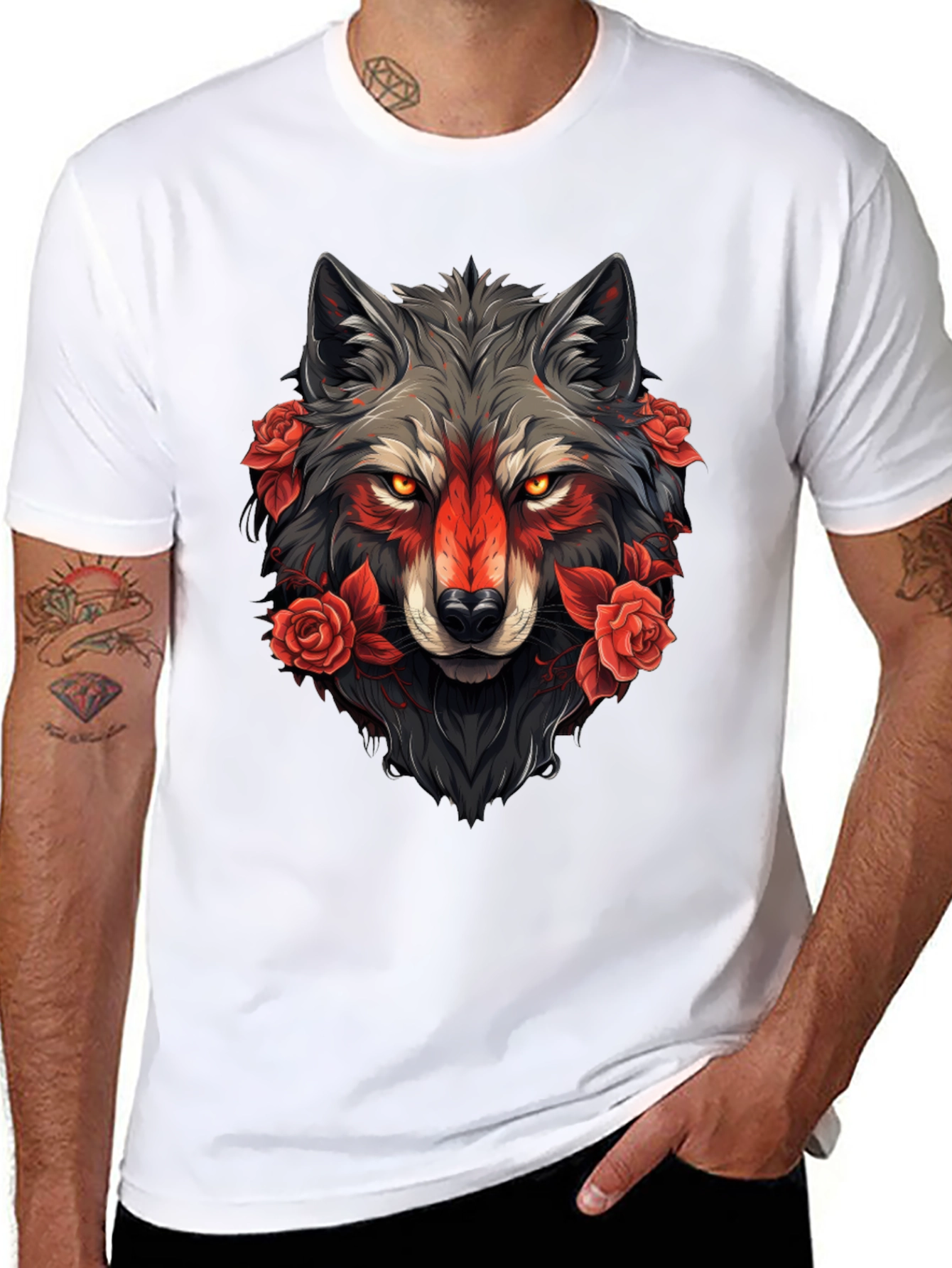Wolf & Roses Graphic Tee - Black