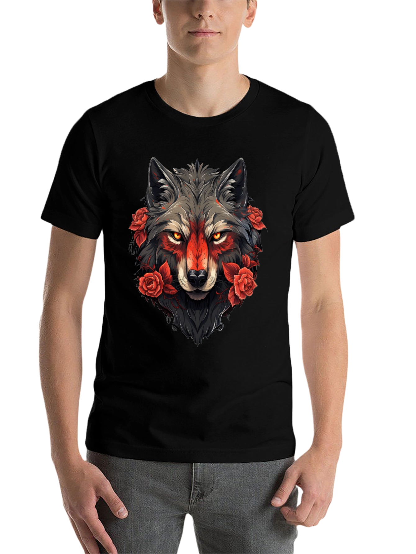 Wolf & Roses Graphic Tee - Black