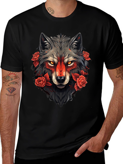Wolf & Roses Graphic Tee - Black