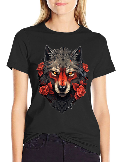 Wolf & Roses Graphic Tee - Black