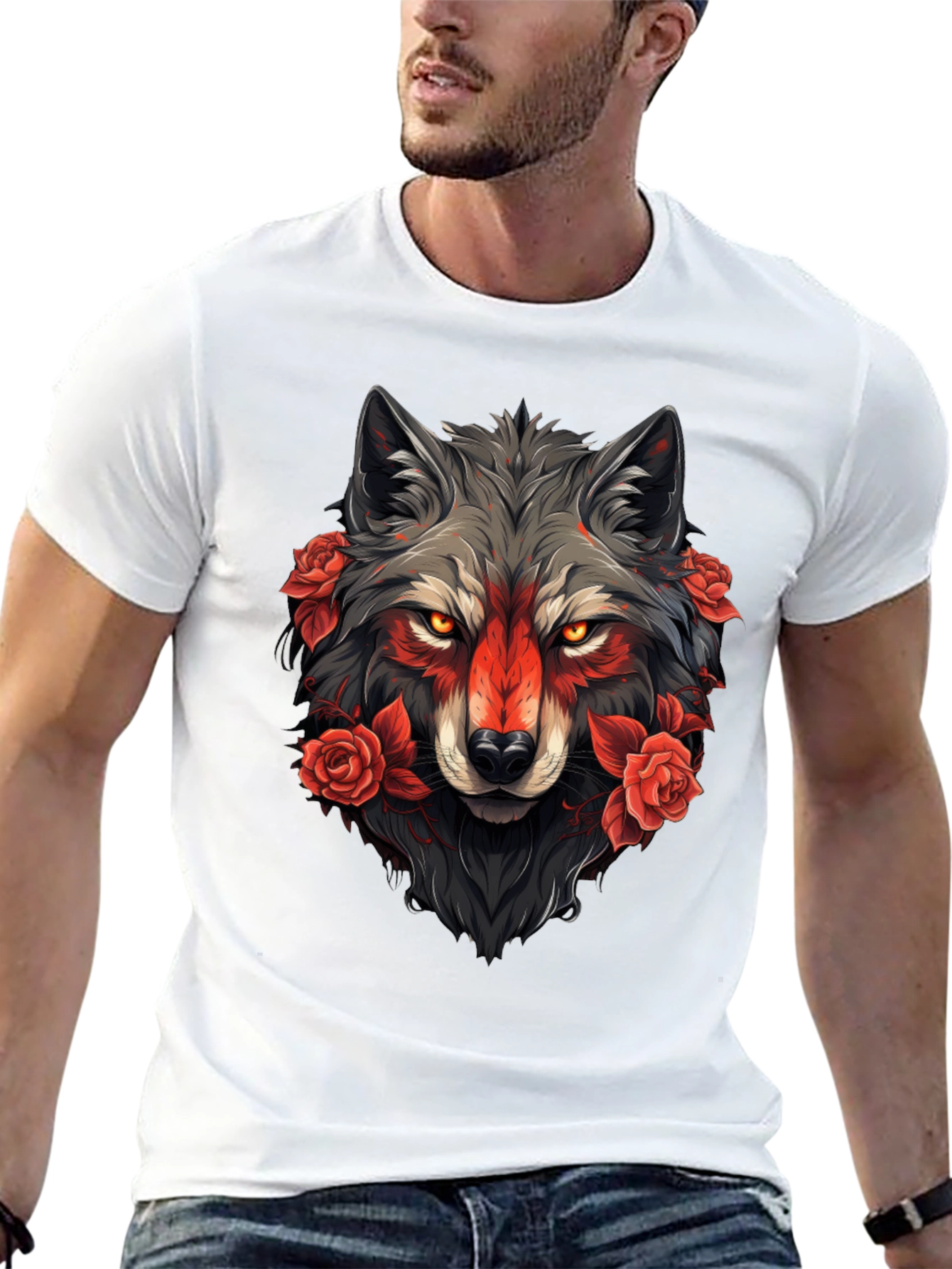 Wolf & Roses Graphic Tee - Black