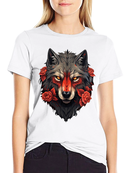 Wolf & Roses Graphic Tee - Black
