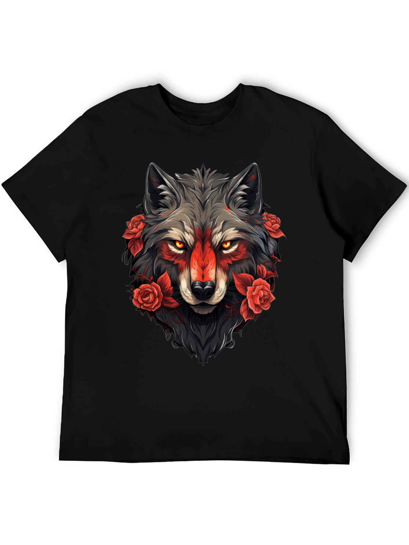 Wolf & Roses Graphic Tee - Black