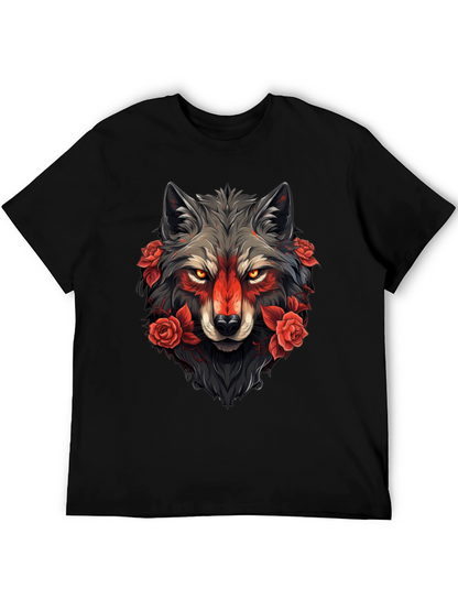 Wolf & Roses Graphic Tee - Black
