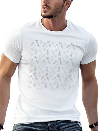Chess Piece Pattern Black T-Shirt
