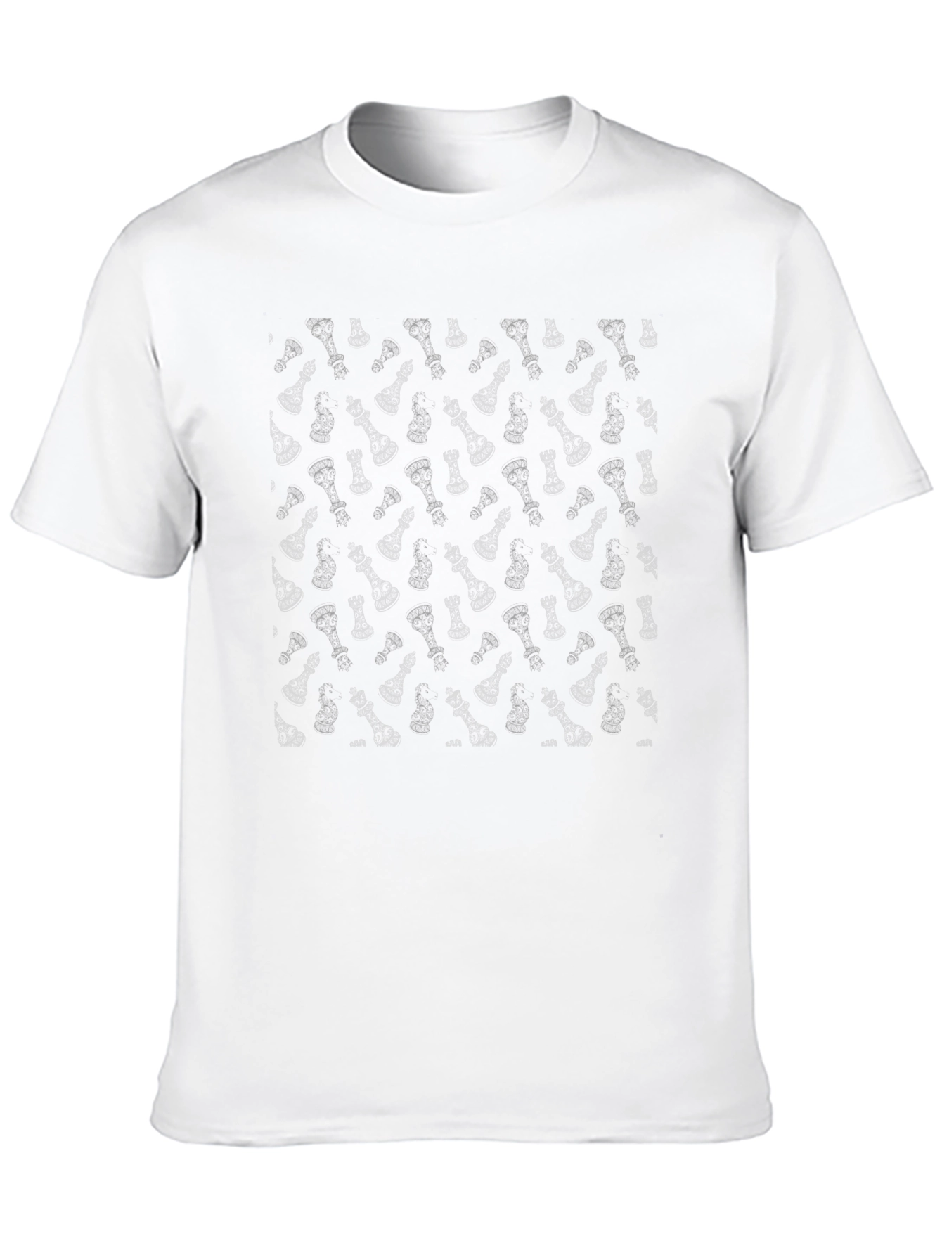Chess Piece Pattern Black T-Shirt