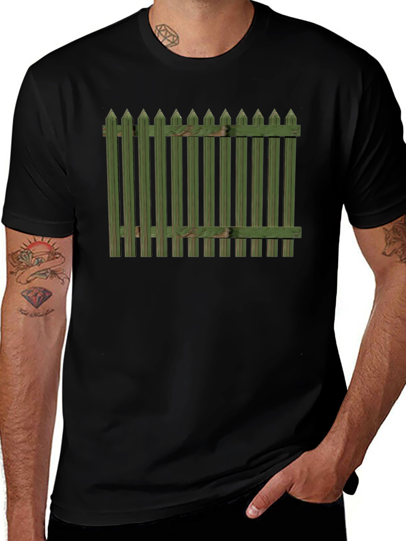 Green Fence Graphic T-Shirt