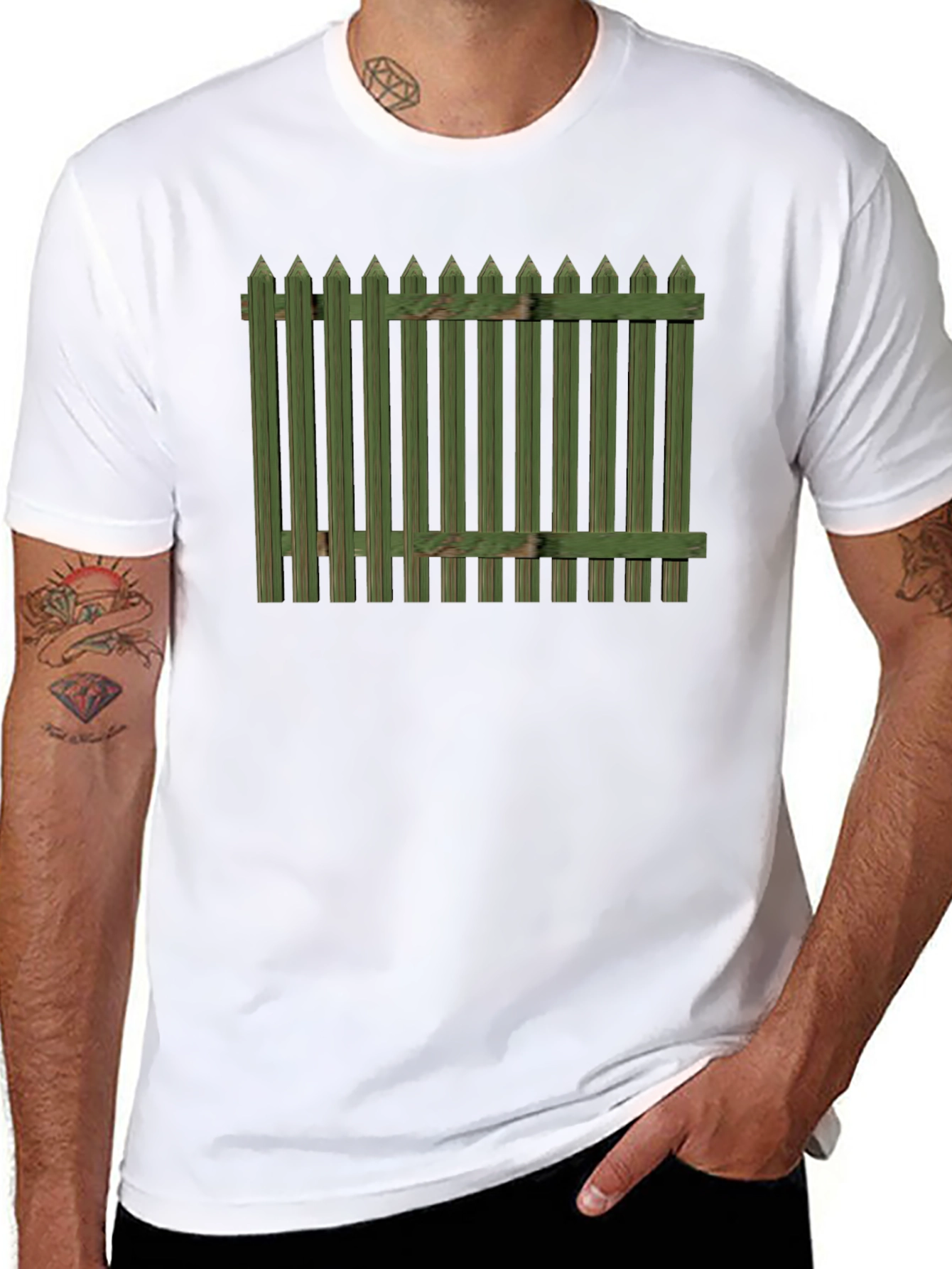 Green Fence Graphic T-Shirt